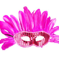 Máscara Veneziana Penas - Rosa Pink