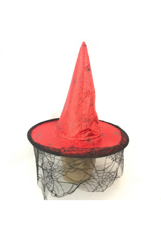 Vassoura de Bruxa Decorada Halloween com Tule - Vermelho - NaMega Festas